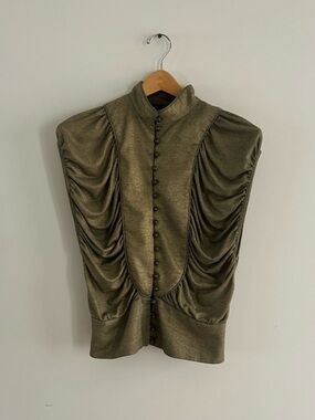NWOT SASS & BIDE metallic rouched button front top US 4
